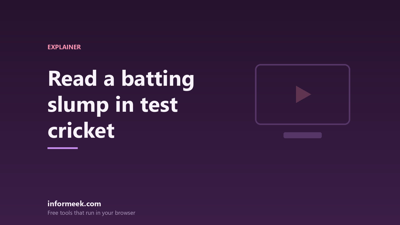How to Read a Batting Slump in Test Cricket