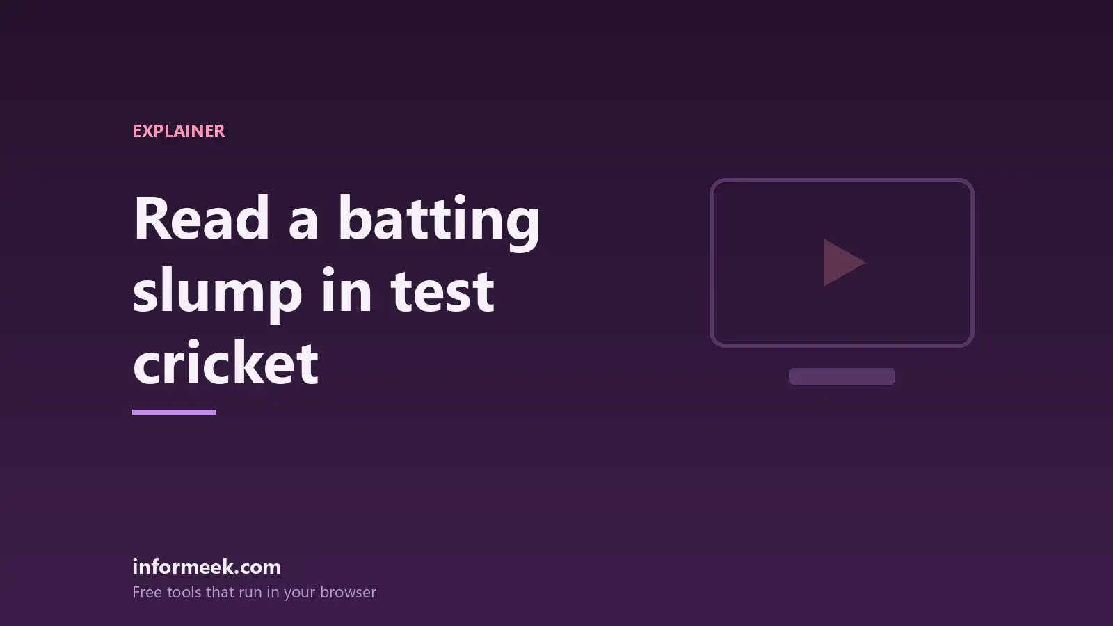 How to Read a Batting Slump in Test Cricket