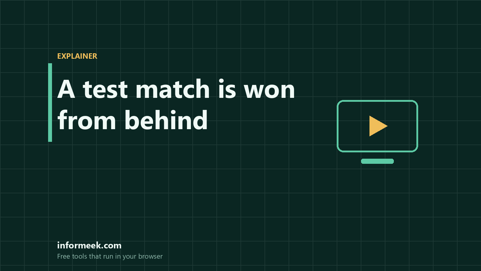 How a Test Match Is Won From Behind