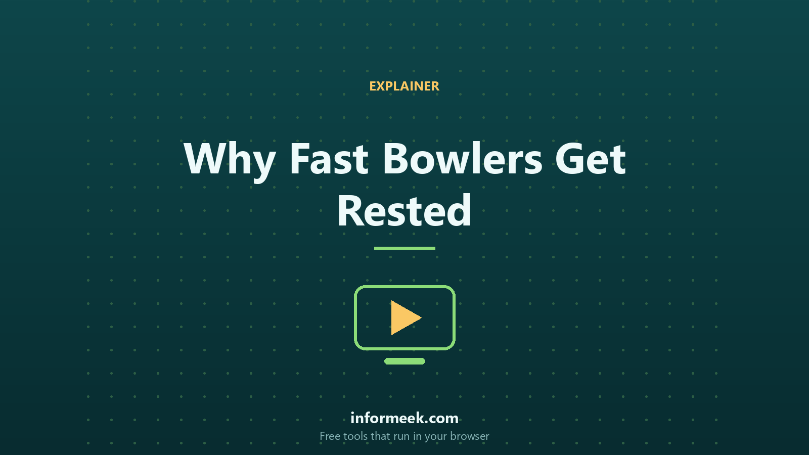 Why Fast Bowlers Get Rested