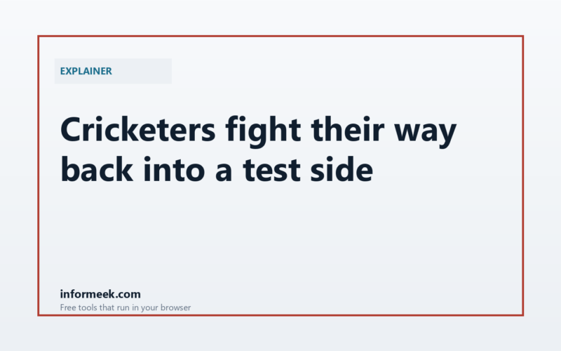 How Cricketers Fight Their Way Back Into a Test Side