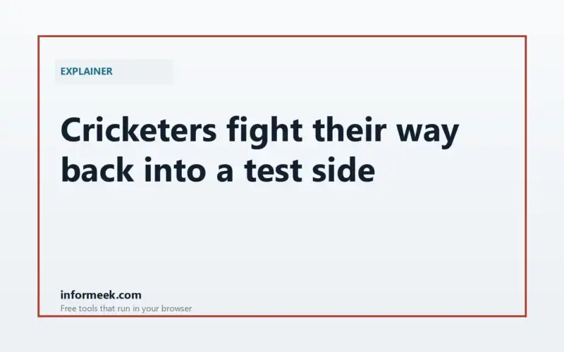 How Cricketers Fight Their Way Back Into a Test Side