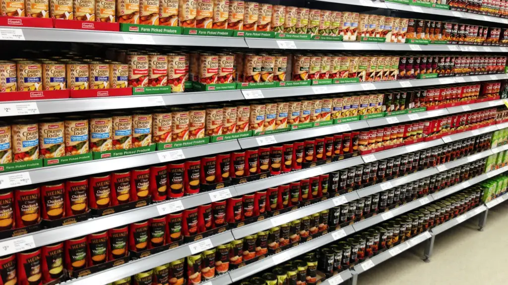 packaging design: Faced products on a supermarket shelf