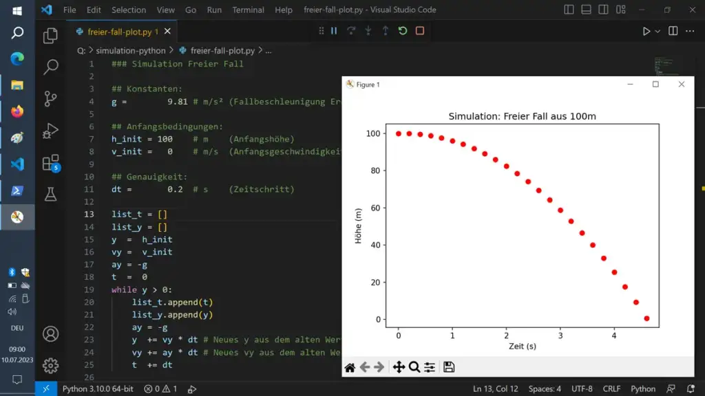 AI coding assistant: Screen-python-code-matplotlib-physics-simulation