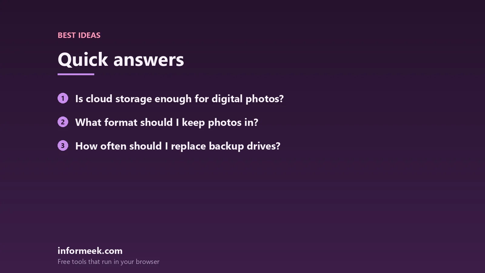 digital photo: quick answers