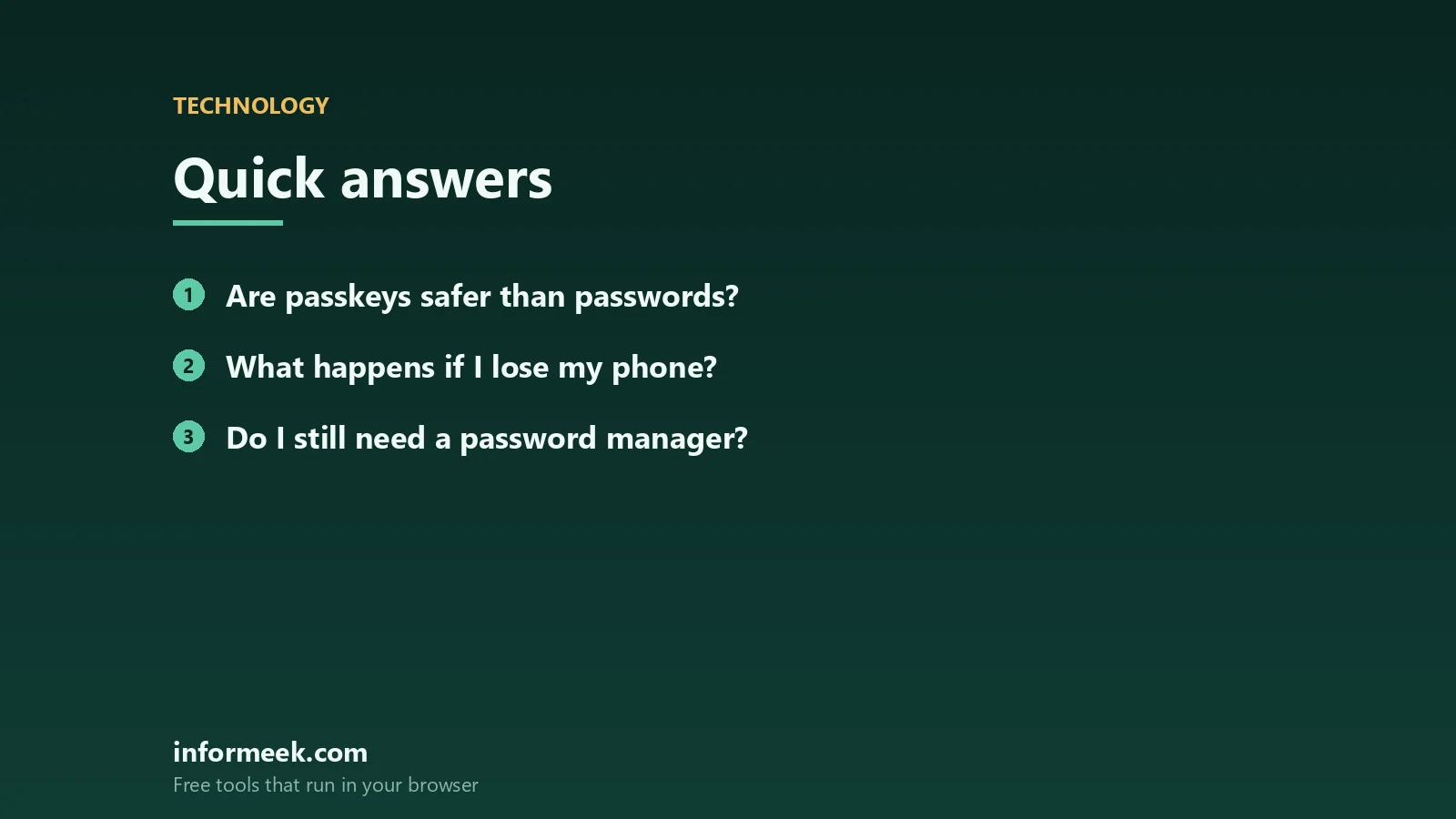 passkeys: quick answers