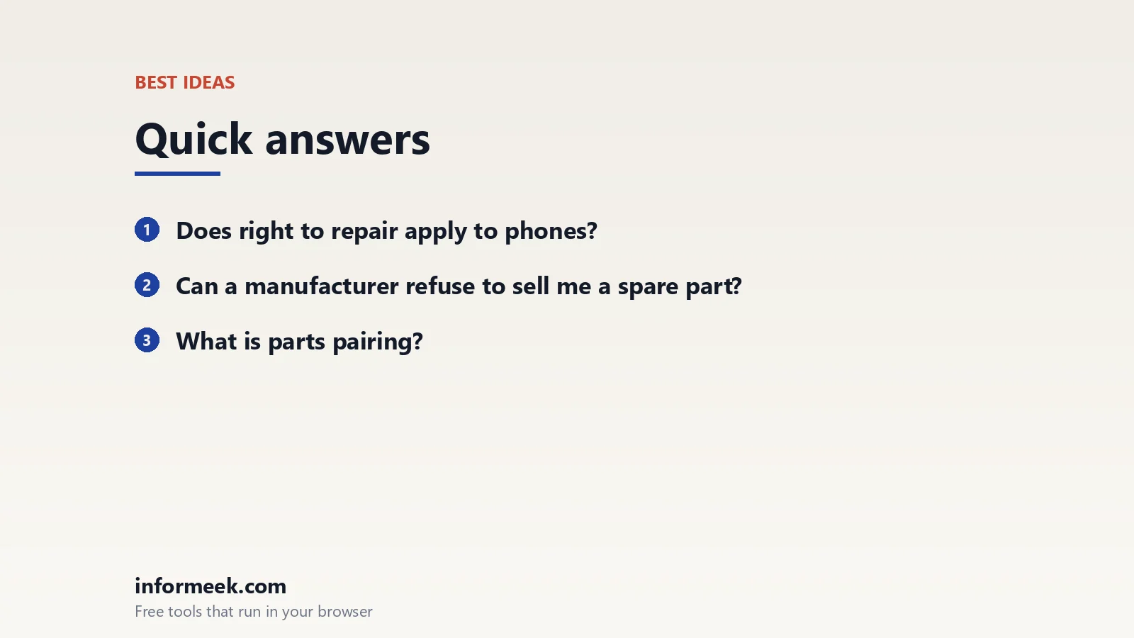 right to repair: quick answers