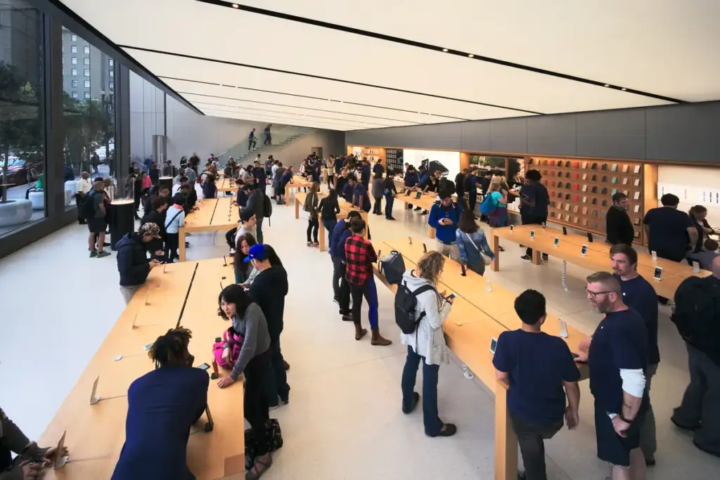 iPhone Duo: San Francisco Apple Store interior, lower floor