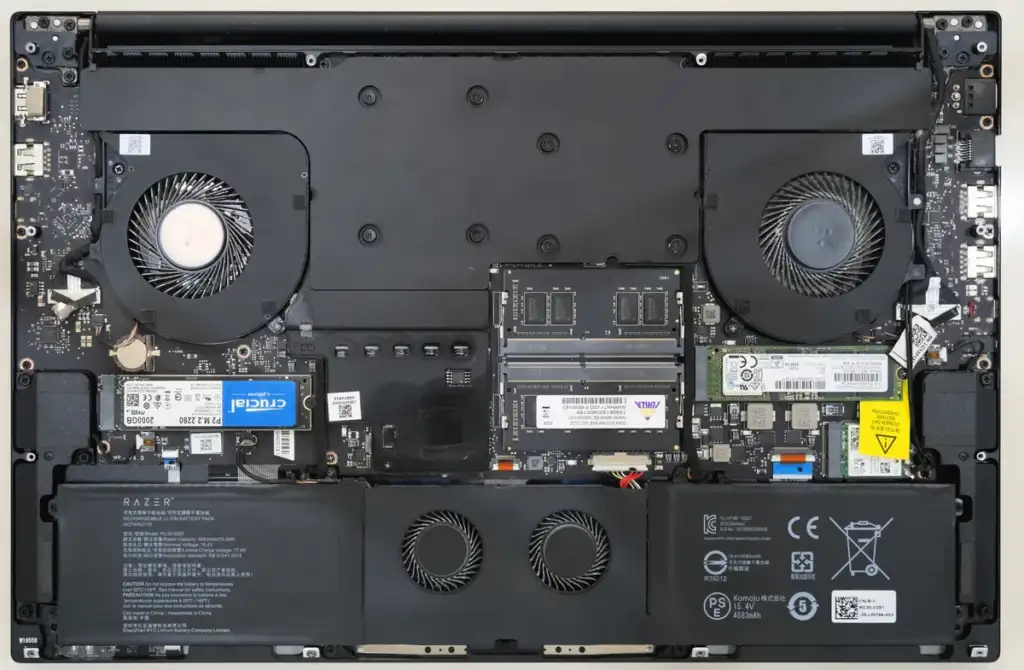 Surface Laptop Ultra: Razer Blade Pro 17 (2020 model) with backplate removed